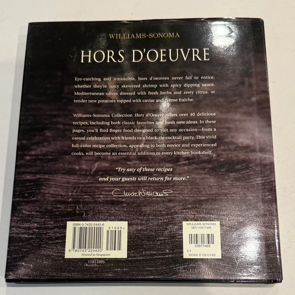 Williams Sonoma Gourmet Hors d'Oeuvre Cookbook - Black and Gold